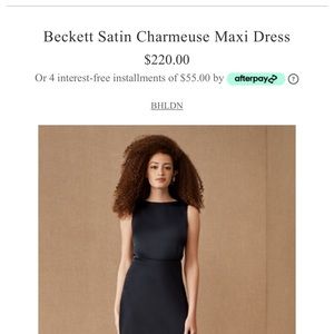 BHLDN Beckett Satin Charmeuse Maxi Dress in Navy